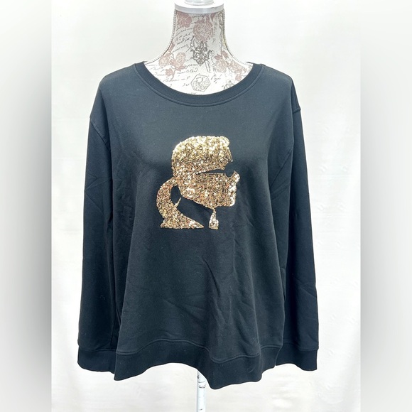 KARL LAGERFELD‎ Black with gold head logo sweatshirt size XL. - Picture 1 of 12